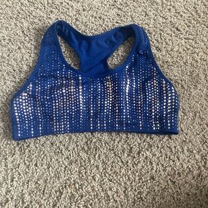 Blue Kids Sports Bra With Rose Gold Circles